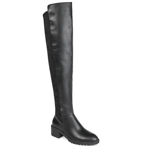 Journee Collection Aryia Over-the Knee Wide Calf Boots Size 7.5M Chunky Heel - Picture 1 of 6